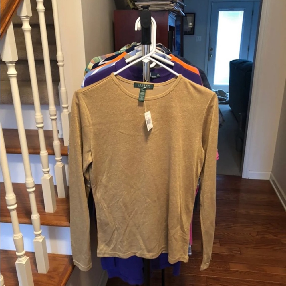 Lauren Ralph Lauren Long Sleeve In Gold Size M NWT